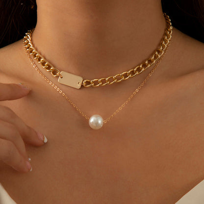 Goth Baroque Pearl Coin Portrait Pendant Necklace for Women Vintage Aesthetic Jewelry
